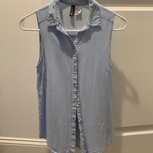 Blue and white striped tank top